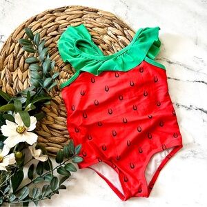 Starting Out Toddler Girls Strawberry One-Piece Swimsuit